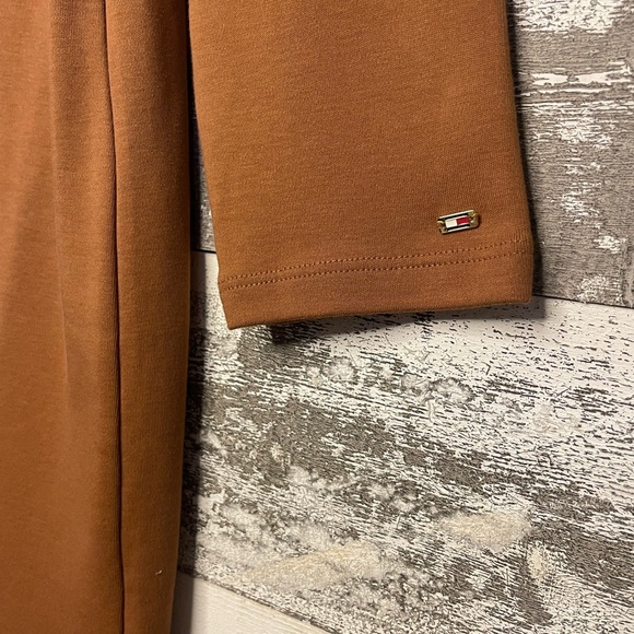 Tommy Hilfiger Long Sleeve Crewneck Dress in Caramel Brown - Picture 5 of 8